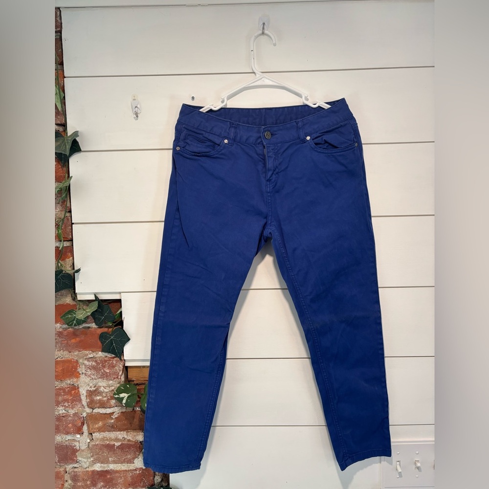 Size 12, Cobalt Blue Denim Mid-Rise Jeans by Henry Holland